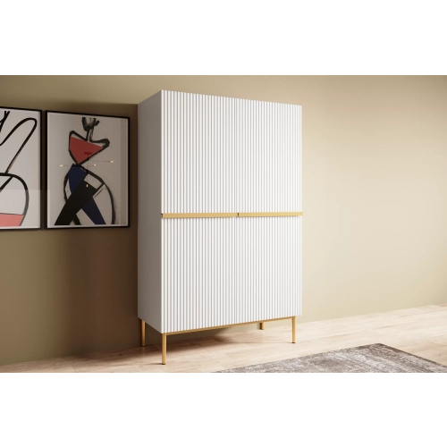 Kredens Szafka Nicole 100 cm - biały mat / złote nóżki