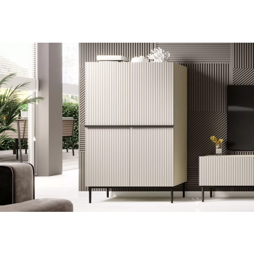 Kredens Szafka Nicole 100 cm - kaszmir  / złote czarne