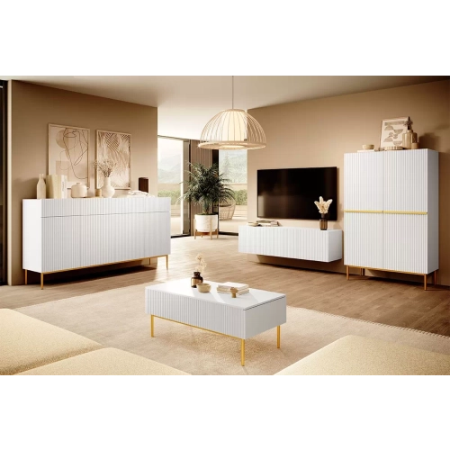 Kredens Szafka Nicole 100 cm - biały mat / złote nóżki