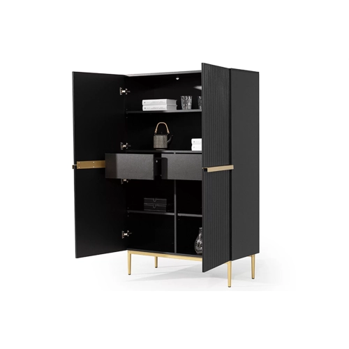 Kredens Szafka Nicole 100 cm - czarny mat / złote nóżki