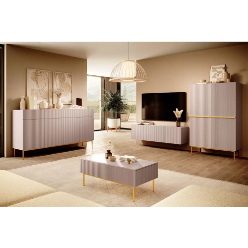 Kredens Szafka Nicole 100 cm - antyczny róż / złote nóżki