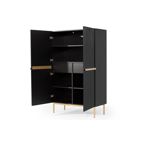 Kredens Szafka Nicole 100 cm - czarny mat / złote nóżki
