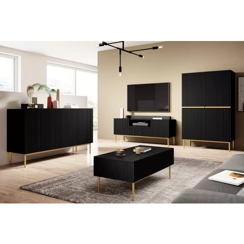 Kredens Szafka Nicole 100 cm - czarny mat / złote nóżki