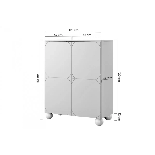 Kredens dwudrzwiowy z dwoma ukrytymi szufladami Sonatia II 120 cm - kaszmir