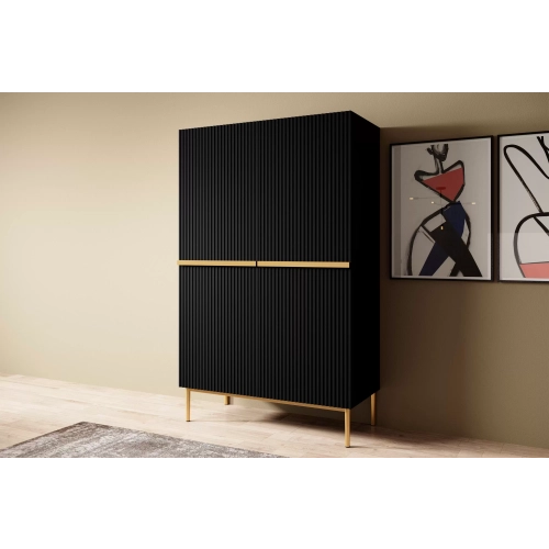 Kredens Szafka Nicole 100 cm - czarny mat / złote nóżki