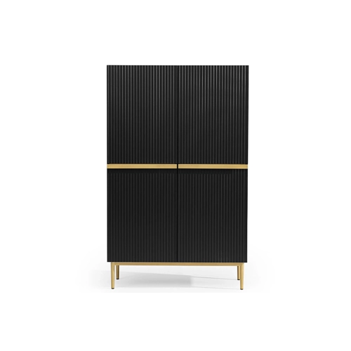 Kredens Szafka Nicole 100 cm - czarny mat / złote nóżki