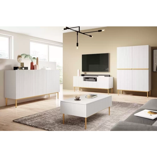 Kredens Szafka Nicole 100 cm - biały mat / złote nóżki