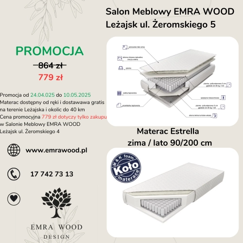 Materac Estrella 90 / 200 Lato / Zima PROMOCJA