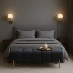 Pufa Bubble tapicerowana – nowoczesna pufa premium – nogi złote / czarne / srebrne