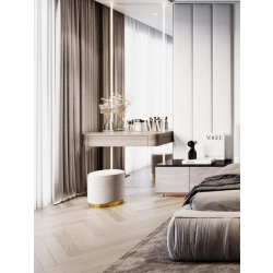 Pufa NELA  - okrągła pufa na złotej podstawie | Emra Wood Design