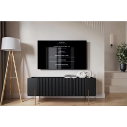 Szafka RTV Malmi 150 cm - czarny mat / złote nóżki