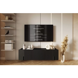 Szafka RTV Malmi 150 cm wisząca - czarny mat / czarny