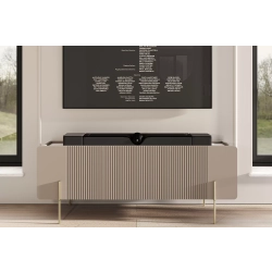 Szafka RTV Malmi 150 cm - kaszmir / crema bianca / złote nóżki