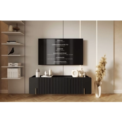 Szafka RTV Malmi 150 cm wisząca - czarny mat / złoty