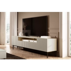 Szafka RTV Nicole 200 cm z wnęką i szufladami - kaszmir / czarne nóżki