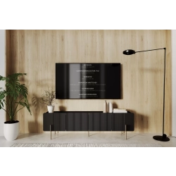 Szafka RTV Malmi 200 cm - czarny mat / złote nóżki