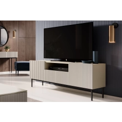 Szafka RTV Nicole 150 cm z szufladą i wnęką - kaszmir / czarne nóżki