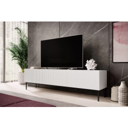 Szafka RTV z szufladą Nicole 200 cm - biały mat / czarne nóżki