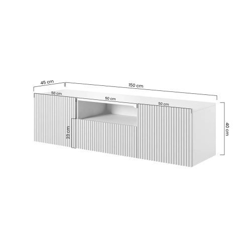Szafka RTV wisząca Nicole 150 cm z szufladą - biały mat