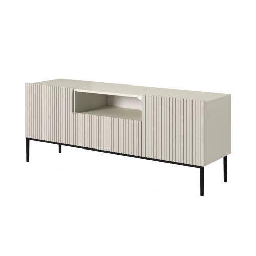 Szafka RTV Nicole 150 cm z szufladą i wnęką - kaszmir / czarne nóżki
