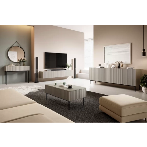 Szafka RTV Nicole 200 cm wisząca z szufladą - kaszmir mat