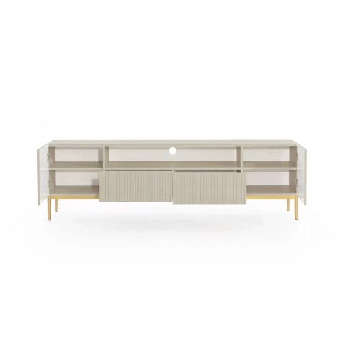 Szafka RTV Nicole 200 cm z wnęką i szufladami - kaszmir / złote nóżki