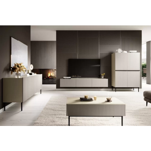 Szafka RTV Nicole 200 cm wisząca z szufladą - kaszmir mat