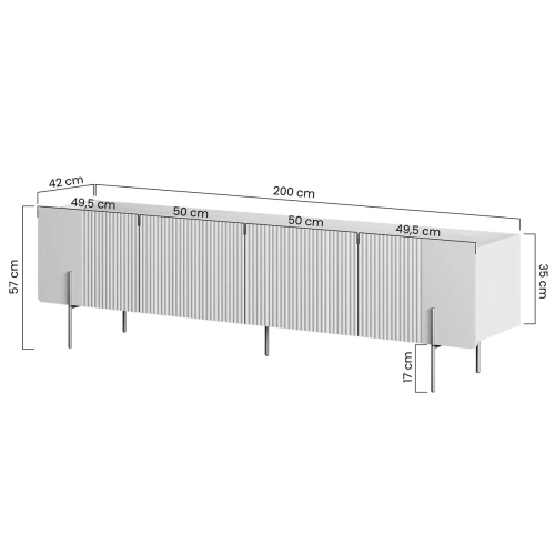 Szafka RTV Malmi 200 cm - kaszmir / złote nóżki
