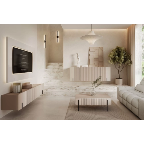 Szafka RTV wisząca Malmi 200 cm - kaszmir / czarny