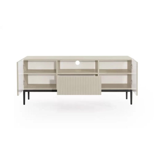 Szafka RTV Nicole 150 cm z szufladą i wnęką - kaszmir / czarne nóżki