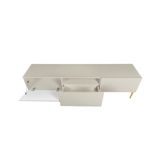 Szafka RTV Nicole 200 cm na metalowych nogach z szufladą - kaszmir / złote nóżki