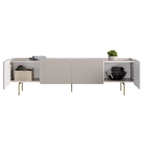 Szafka RTV Malmi 200 cm - kaszmir / złote nóżki