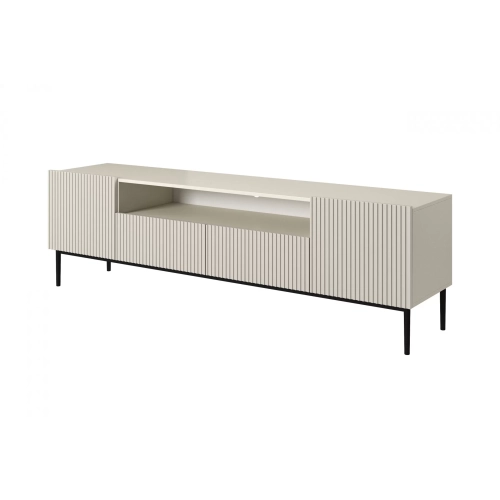 Szafka RTV Nicole 200 cm z wnęką i szufladami - kaszmir / czarne nóżki