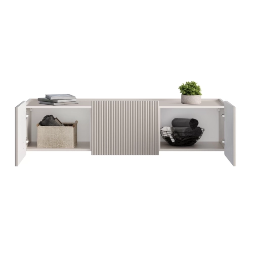 Szafka RTV Malmi 150 cm wisząca - kaszmir / czarny