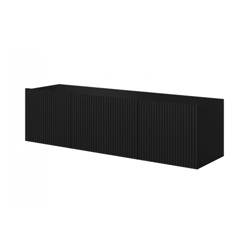 Szafka RTV wisząca Nicole 150 cm z szufladą - czarny / czarny mat