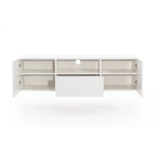 Szafka RTV wisząca Nicole 150 cm z szufladą - biały mat