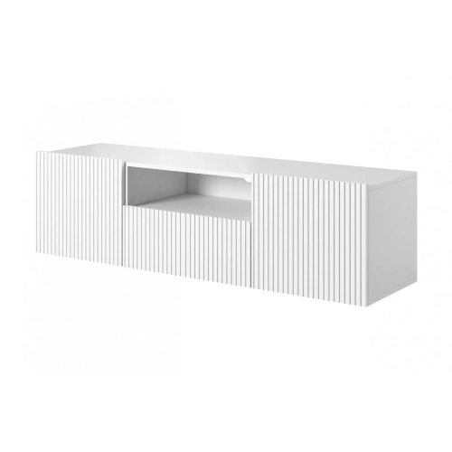 Szafka RTV wisząca Nicole 150 cm z szufladą - biały mat