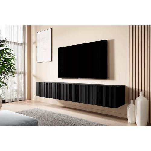 Szafka RTV wisząca Nicole 200 cm z szufladą - czarny mat