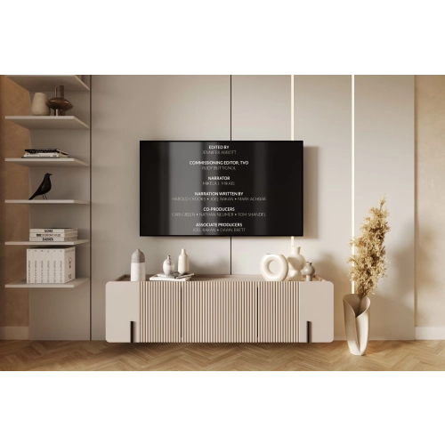 Szafka RTV Malmi 150 cm wisząca - kaszmir / czarny