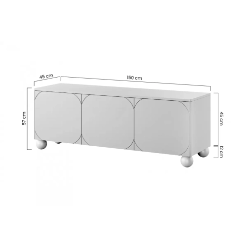 Szafka RTV trzydrzwiowa Sonatia II na nogach kulach 150 cm - oliwka