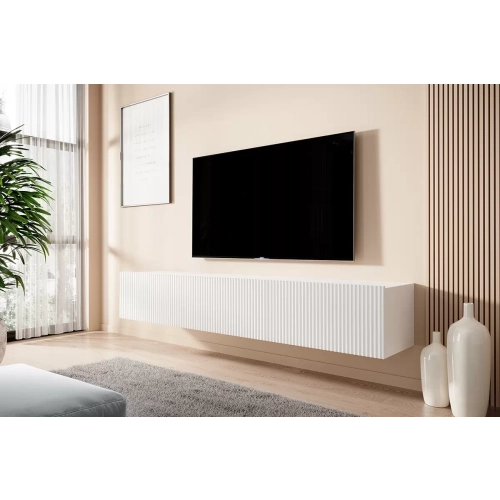 Szafka RTV wisząca Nicole 200 cm z szufladą - biały mat