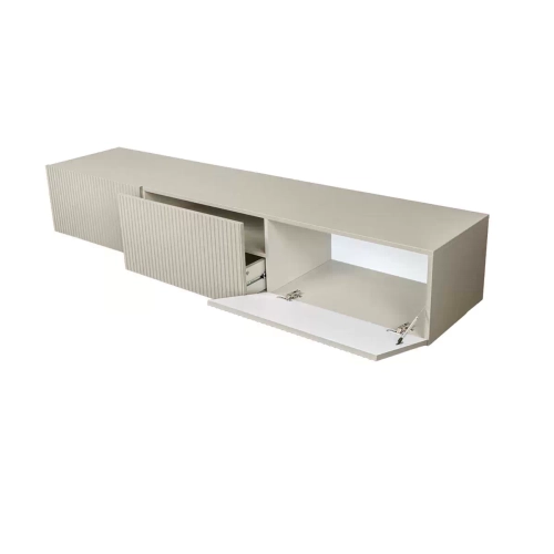 Szafka RTV Nicole 200 cm wisząca z szufladą - kaszmir mat