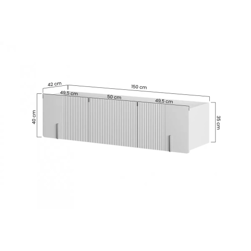 Szafka RTV Malmi 150 cm wisząca - kaszmir / czarny