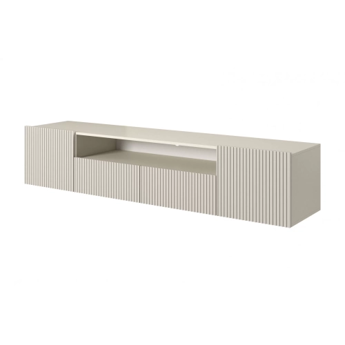 Szafka RTV wisząca Nicole 200 cm z wnęką i szufladami - kaszmir / kaszmir mat