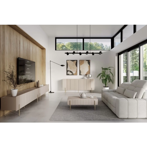 Szafka RTV Malmi 200 cm - kaszmir / złote nóżki