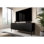Szafka RTV Nicole 150 cm na metalowych nogach z szufladą - czarny mat / czarne nóżki