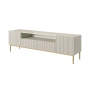 Szafka RTV Nicole 200 cm z wnęką i szufladami - kaszmir / złote nóżki