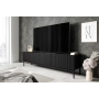 Szafka RTV Nicole 200 cm na metalowych nogach z szufladą - czarny mat / czarne nóżki