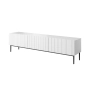 Szafka RTV z szufladą Nicole 200 cm - biały mat / czarne nóżki