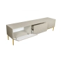 Szafka RTV Nicole 200 cm na metalowych nogach z szufladą - kaszmir / złote nóżki